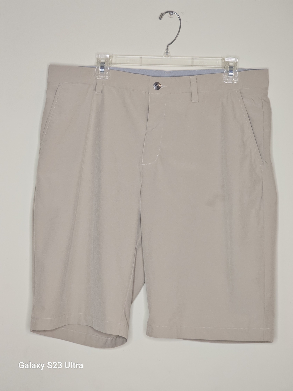 adidas Men's Beige Flat-Front Performance Shorts